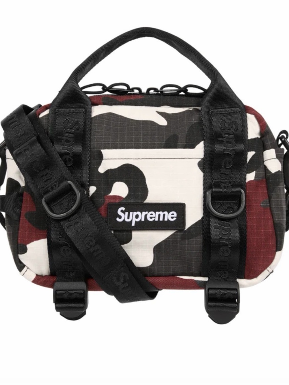 Supreme Black, White & Red Camo Crossbody Bag